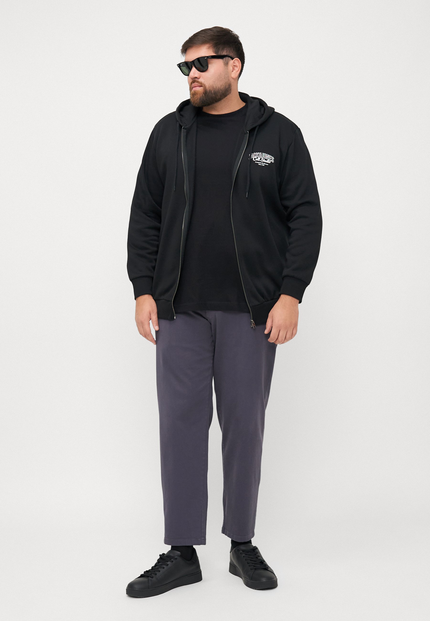 JJMAKOTO ZIP HOOD - Genser med glidelås - blackJack & Jones
