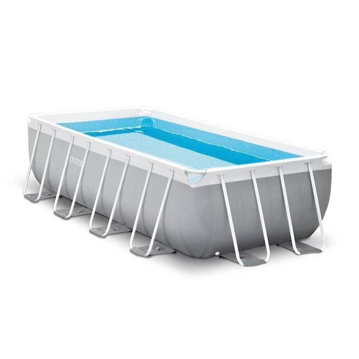 Kit de piscina tubular elevada Intex - Estructura Pris - 488 x 244 x 107 cm - Rectangular (Lona, alfombrilla para el suelo y escalera) - 26792NP