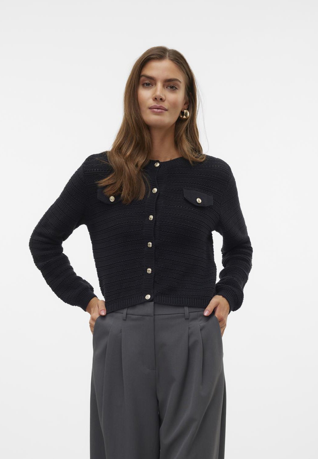 Vero Moda VMVIOLETTA BUTTON - Kardigan - černá