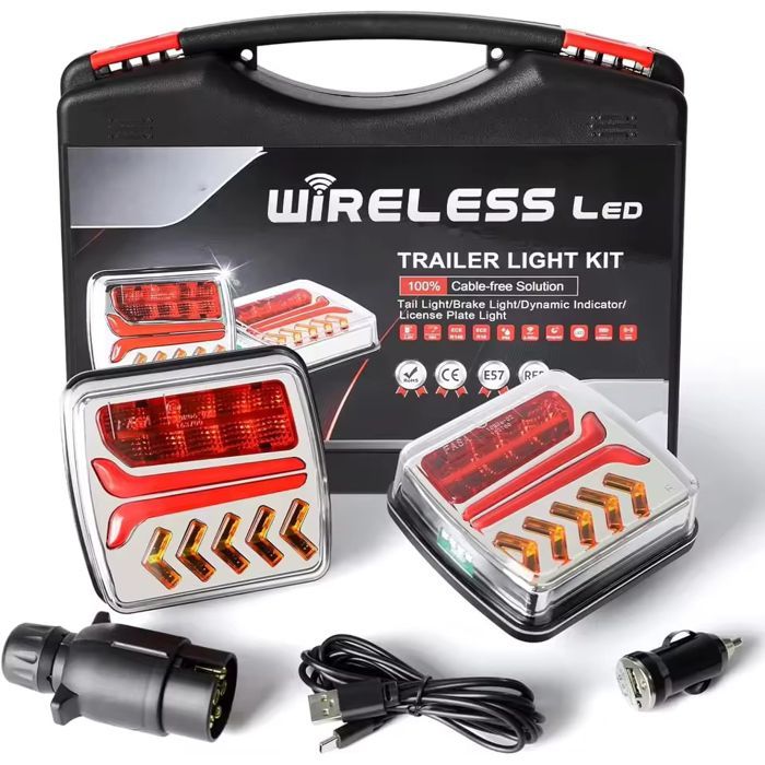 Luces LED inalámbricas para remolques, luces LED magnéticas recargables, impermeables, instalación sin herramientas para remolques agrícolas.