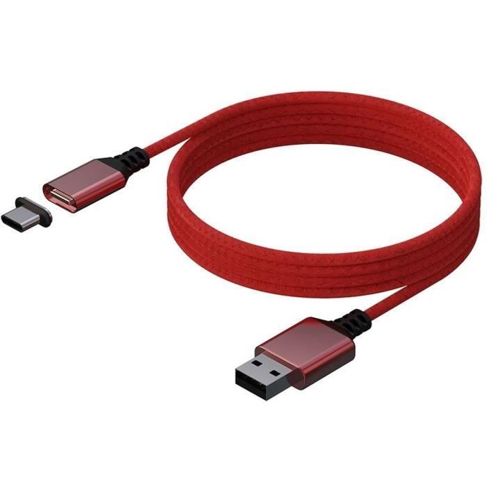 Cabo magnético - 3m - KONIX - PS5 - Vermelho