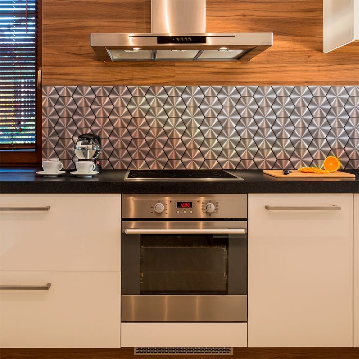 Adhesivos autoadhesivos para azulejos de pared para cocina y baño - Azulejos hexagonales de cemento gris acero - 28 adhesivos hexagonales, 15 x 13,5 cm