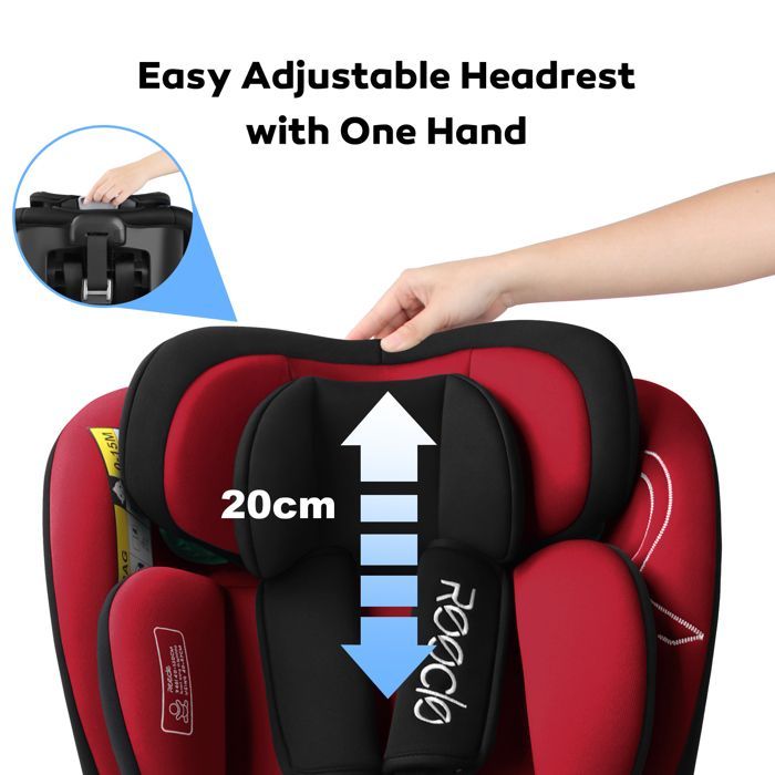 Reecle i-Size Siège Auto 360° Pivotant ISOFIX 40-150 cm, de la naissance à 12 ans (0-36 kg), ECE R129, Rouge