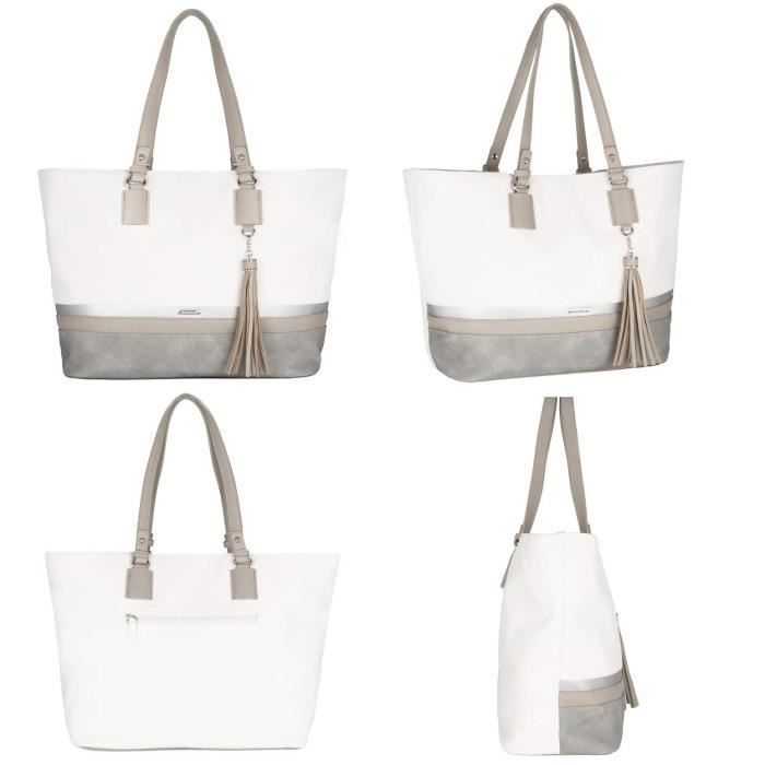 Bolso de mano David Jones - Bolso tote grande para mujer con asas largas - Bolso de hombro - Imitación de rayas