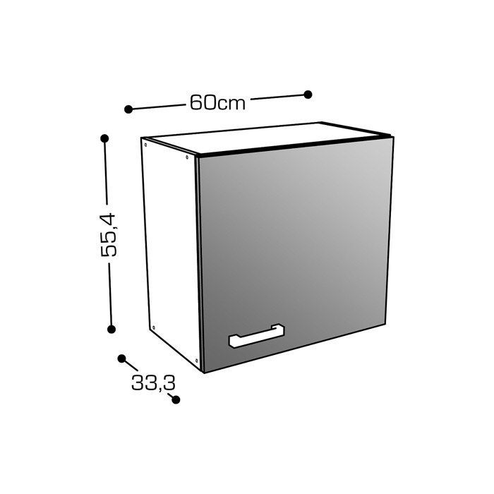 Caissons de cuisine - 1 meuble bas & 1 meuble haut - 2 portes & 1 tiroir - Naturel & Noir - TRATTORIA