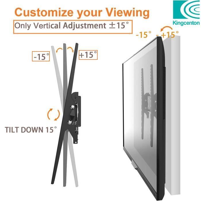 KINGCENTON - Suporte de Parede Universal para TV - Preto - C53 - Tela de 40 a 80 polegadas - Inclinável - Suporta até 75 kg - VESA 600x400 mm