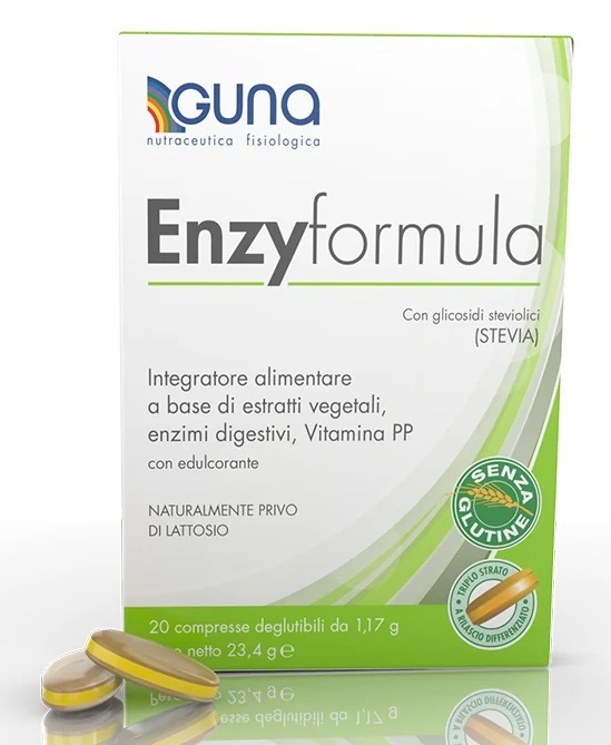 GUNA Guna Enzyformula Complemento alimenticio con enzimas digestivas 20 comprimidos sin lactosa