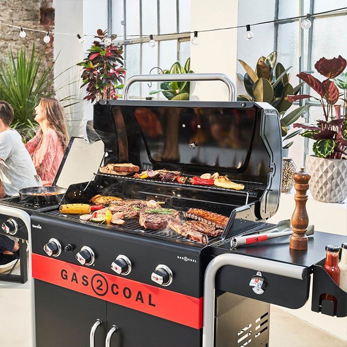 CHAR BROIL Barbecue Hybride Charbon et Gaz GAS2COAL 440 Barbecue Extérieur Brûleurs 15.2 KW