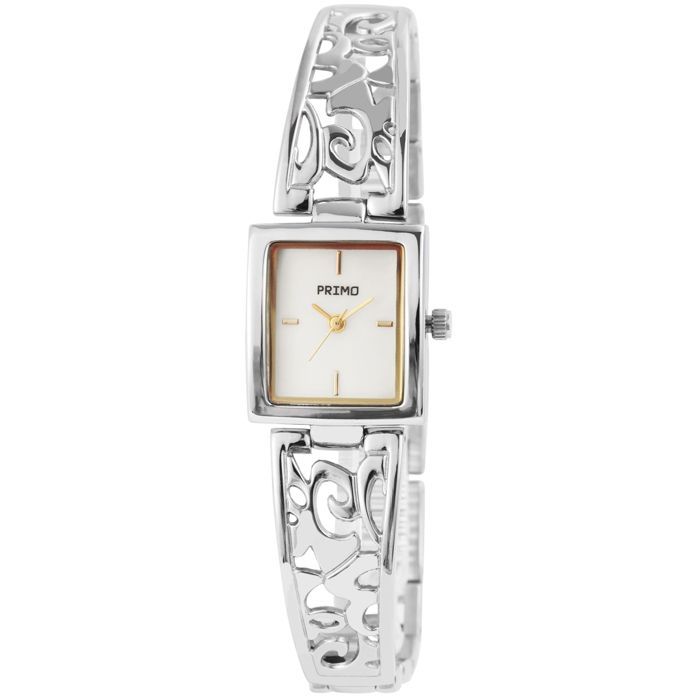 Montre femme - PRIMO - Primo Femme - Boîtier rectangulaire 20 mm - Quartz - Bracelet métal argenté 15 mm