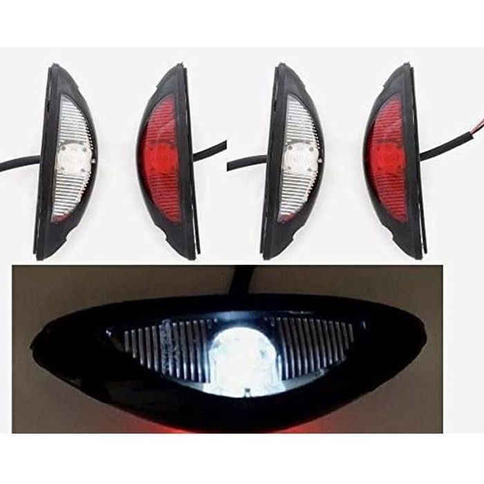4 luces LED verticales de contorno lateral de 12-24 V, rojas y blancas, para SUV, todoterreno, remolque, camión, autocaravana, caravana y chasis.