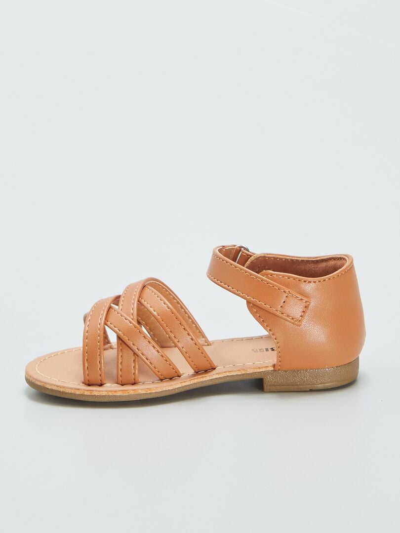 Sandalias con tiras cruzadas - MARRÓN