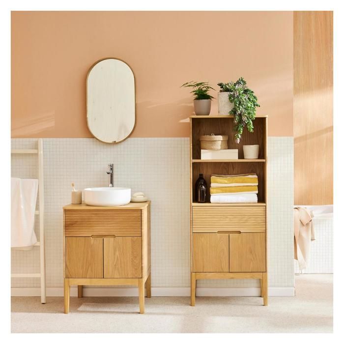 ALASKA 60cm single vanity unit set + basin + tap + mirror + column