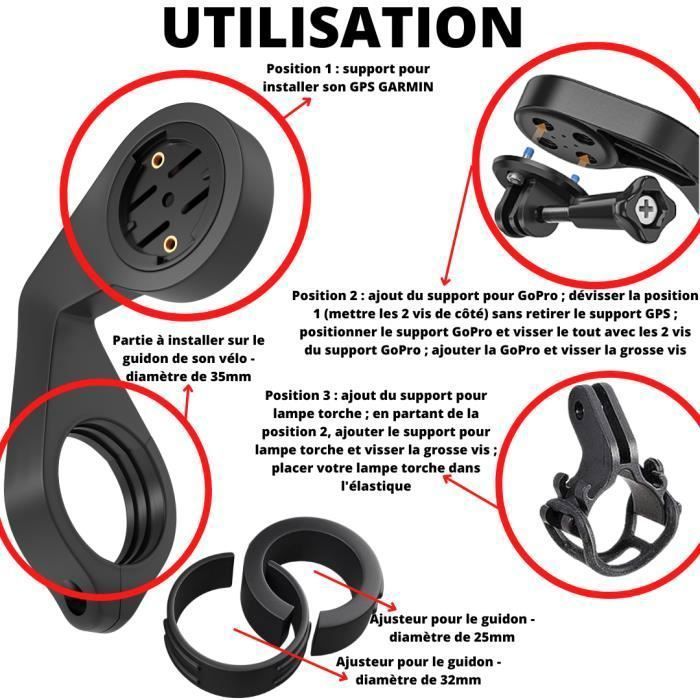 Suporte para GPS - Garmin - Compatível com Edge 1040/1030/1000/830/820/800/530/520 - Preto - Unissex - Bicicleta de Estrada