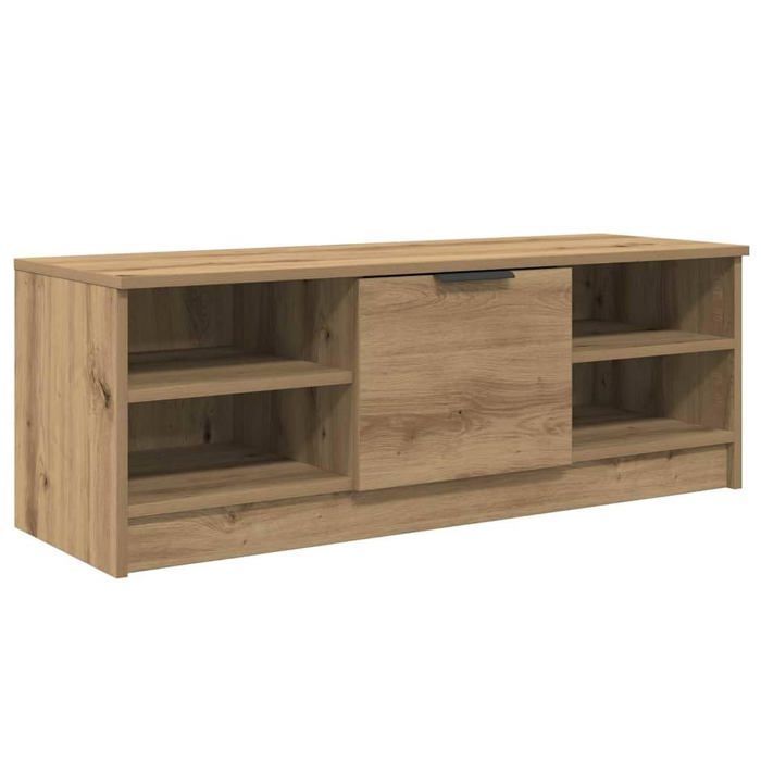Mueble de TV moderno - vidaXL - Roble artesanal - Madera de ingeniería - 102x35x36,5 cm - 1 puerta - 2 estantes