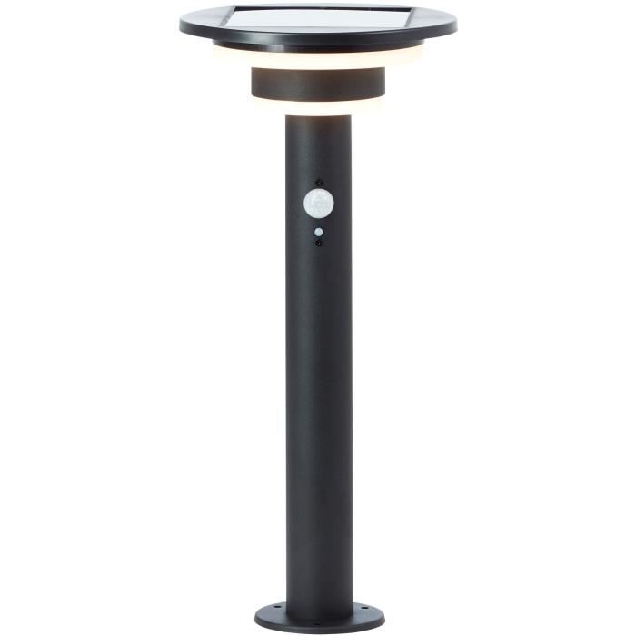 Bolardo exterior - BRILLIANT - GARVINA - LED y energía solar - Sensor de movimiento - Acero inoxidable y plástico - 4 W - Negro
