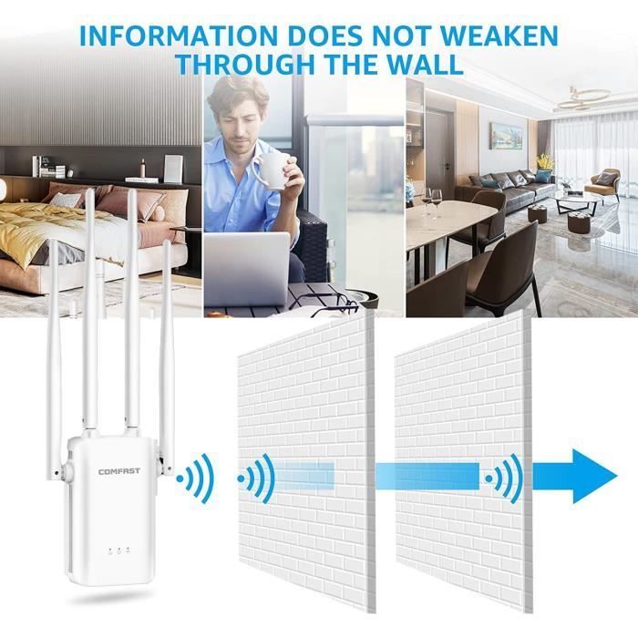 Ripetitore WiFi - Bianco - 300 Mbps - Doppia banda 2,4 GHz/5,8 GHz - 4 antenne da 3 dBi - Porta WPS