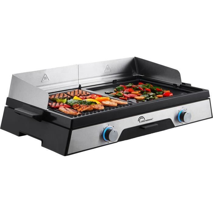 Plancha eléctrica LITTLE BALANCE - 8735 - Superficie de cocción de 50x30 cm - Revestimiento microcerámico sin PFAS - 2200 W