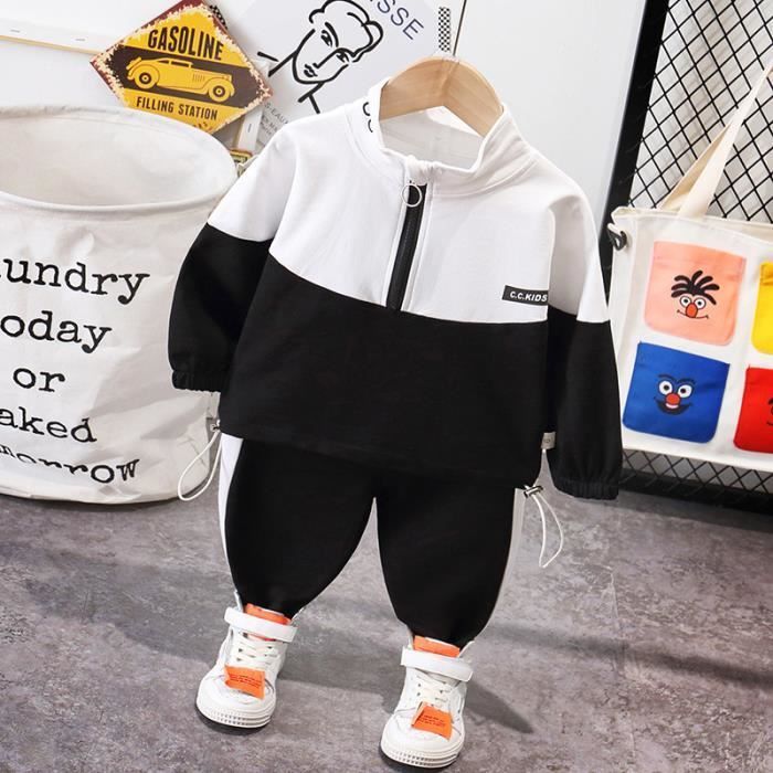 Conjunto de ropa de algodón de 2 piezas para niñas y niños, ideal para practicar deporte y para el tiempo libre. Color negro.