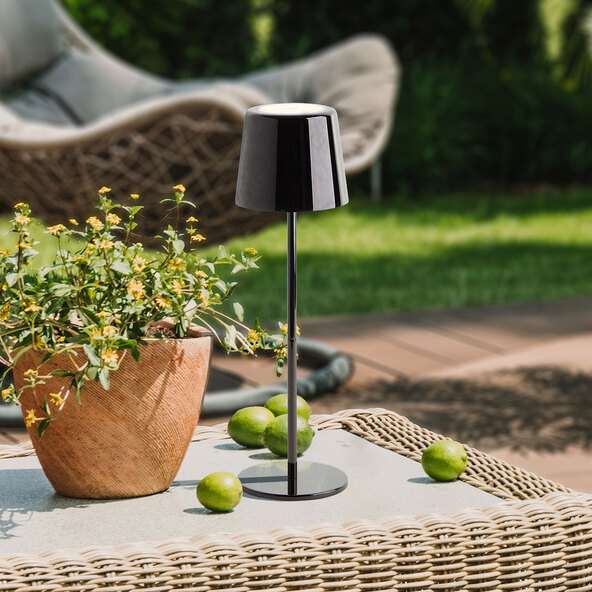 LED-Akku-Tischleuchte Lia Deluxe, schwarz gebürstet