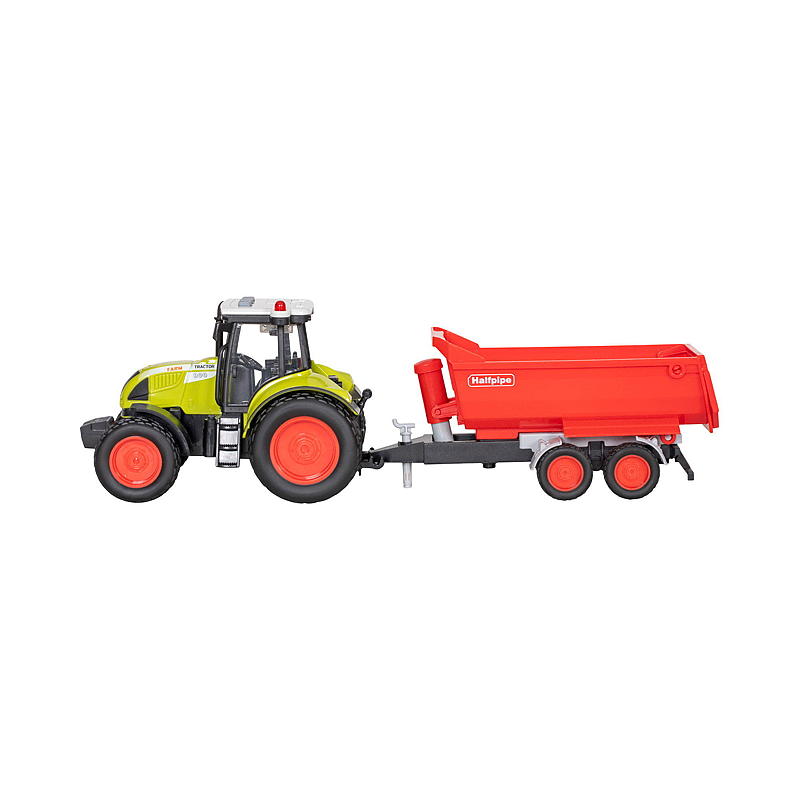 FunToys traktor størrelse 1:16 med tilhenger, lys og lyd