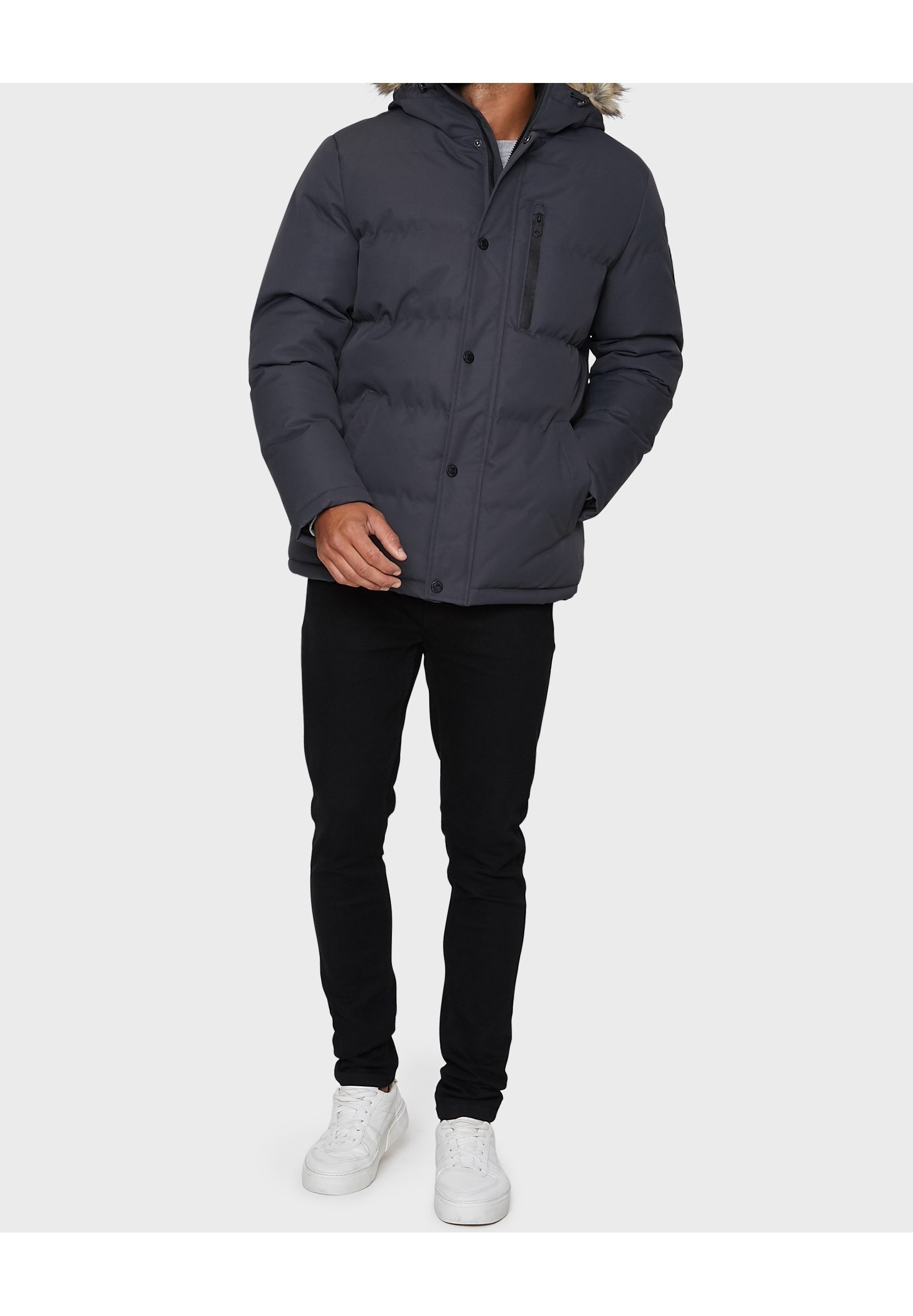 Versleten winterjas - grijs