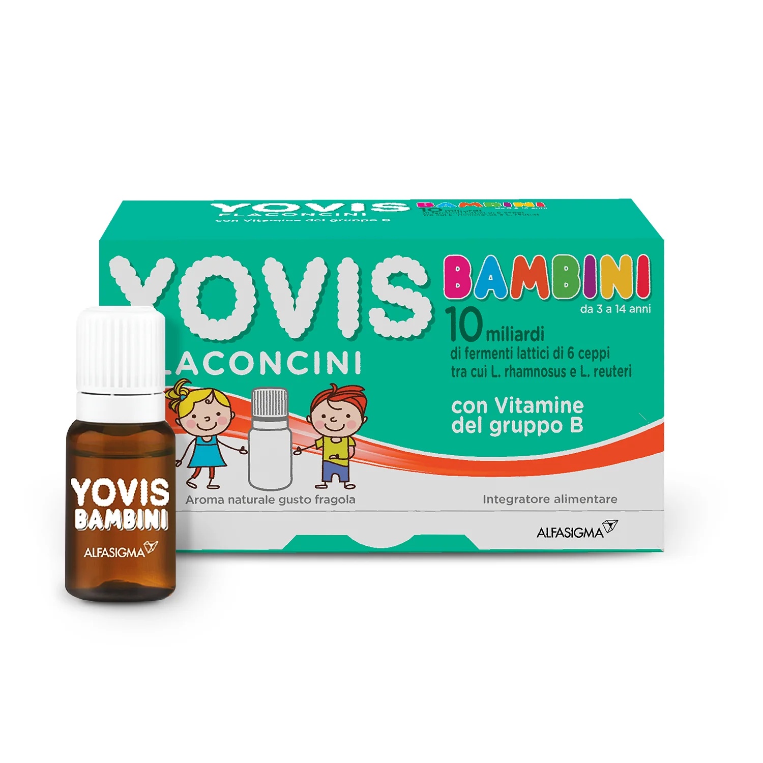 YOVIS Lait fermenté probiotique pour enfants, saveur fraise, 10 bouteilles de 10 ml