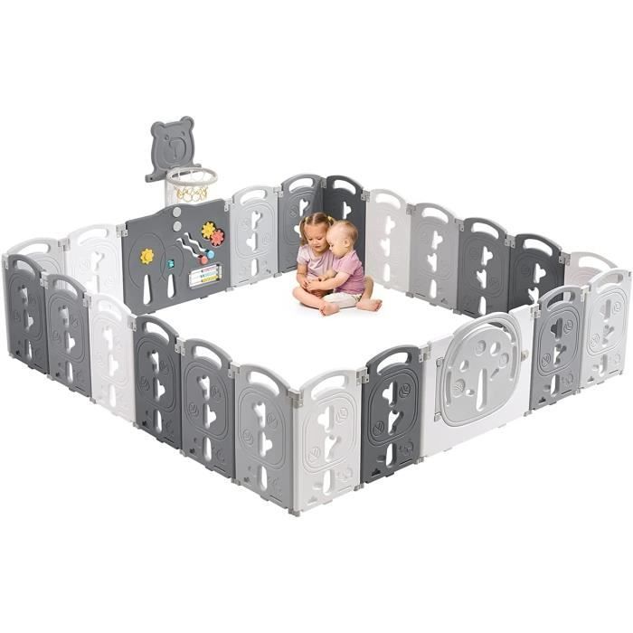 Parque infantil con 20+2 paneles, puerta de seguridad XXL, parque infantil de plástico ecológico, apto para niños de 0 a 6 años.
