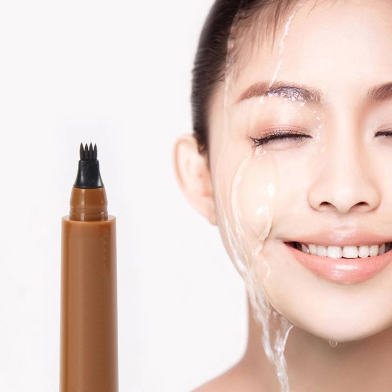 Caneta de Sobrancelha 3D com Tinta Líquida à Prova d'Água, 4 Pontas, Maquiagem para Sobrancelhas e Olhos, Marrom, Microblading, Maquiagem TSLM2
