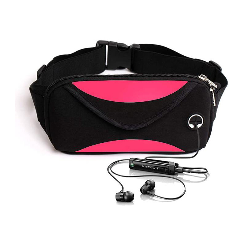 Sac banane de course, petit sac ceinture fin avec porte-téléphone pour hommes et femmes, idéal pour la marche, la randonnée, le sport, les voyages et le vélo. Compatible avec tous les téléphones portables. Noir et rouge.