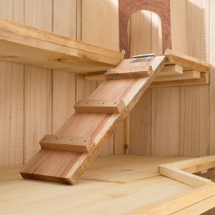 Jaula de madera para roedores TECTAKE GOLDIE con bandeja integrada para facilitar la limpieza, 95 x 50 x 50 cm - Marrón