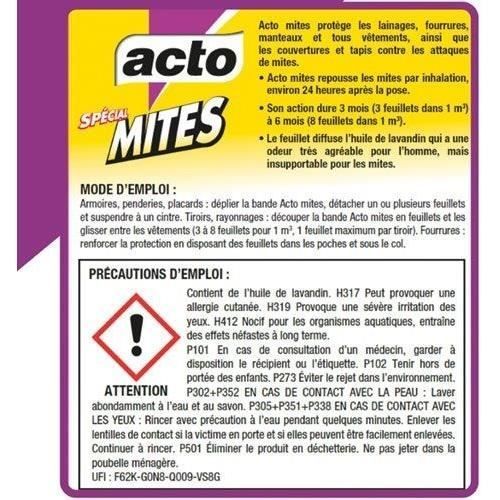 Feuillets anti-mites - ACTO - Vêtements - Fourrure - 12 unités