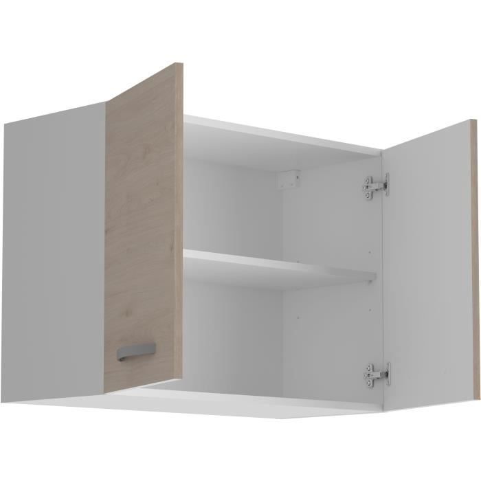 Armario de pared OSLO de 2 puertas - Acabado en roble Jackson - 80 cm de ancho x 36 cm de profundidad x 58 cm de alto