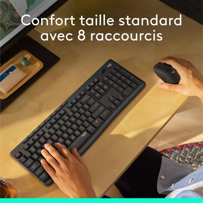 Combo de teclado y ratón inalámbricos Logitech MK295 AZERTY - Negro