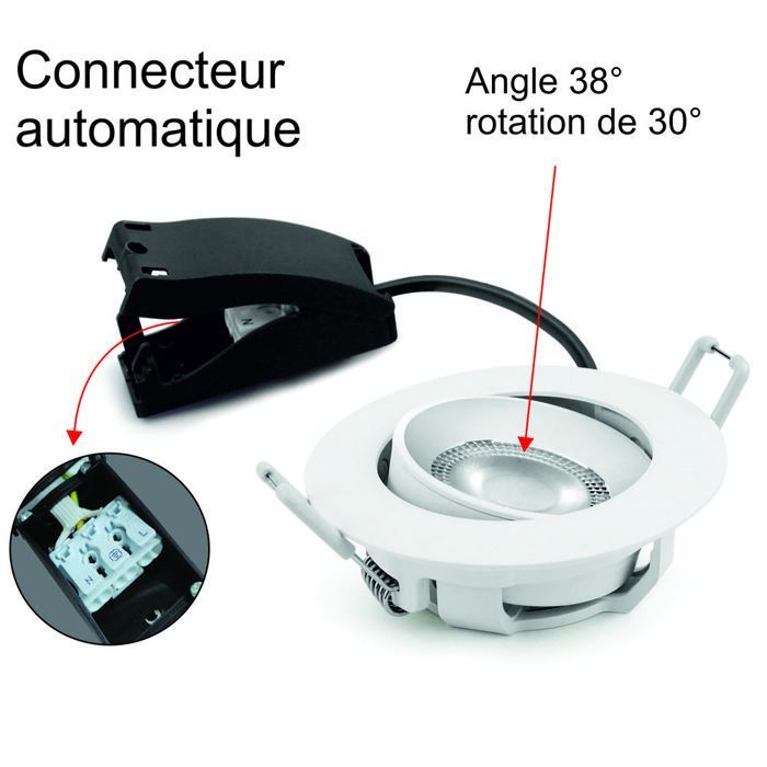 LED-Einbaustrahler, Schutzart IP44, 30° verstellbar – Badezimmer – 4,8 W, 400 lm, 3000 K – 3 Jahre Garantie