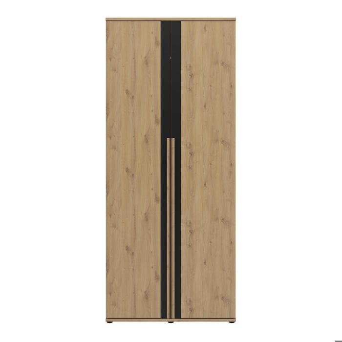 Armadio a 2 ante, 100 cm, effetto legno rovere beige, con cerniere a chiusura ammortizzata.