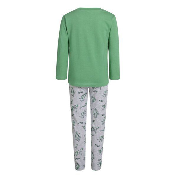 Kinderpyjama met Dinoprint<br>groen, grijs, mt 122-128