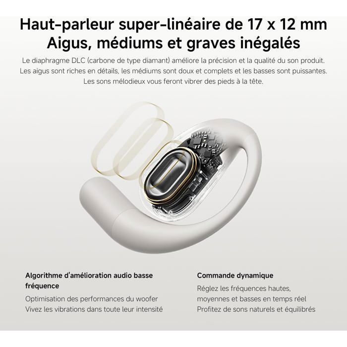 Wireless Earbuds - Xiaomi - Xiaomi OpenWear Stereo Cream - 38.5h Battery Life - AI Noise Cancellation - In-Ear