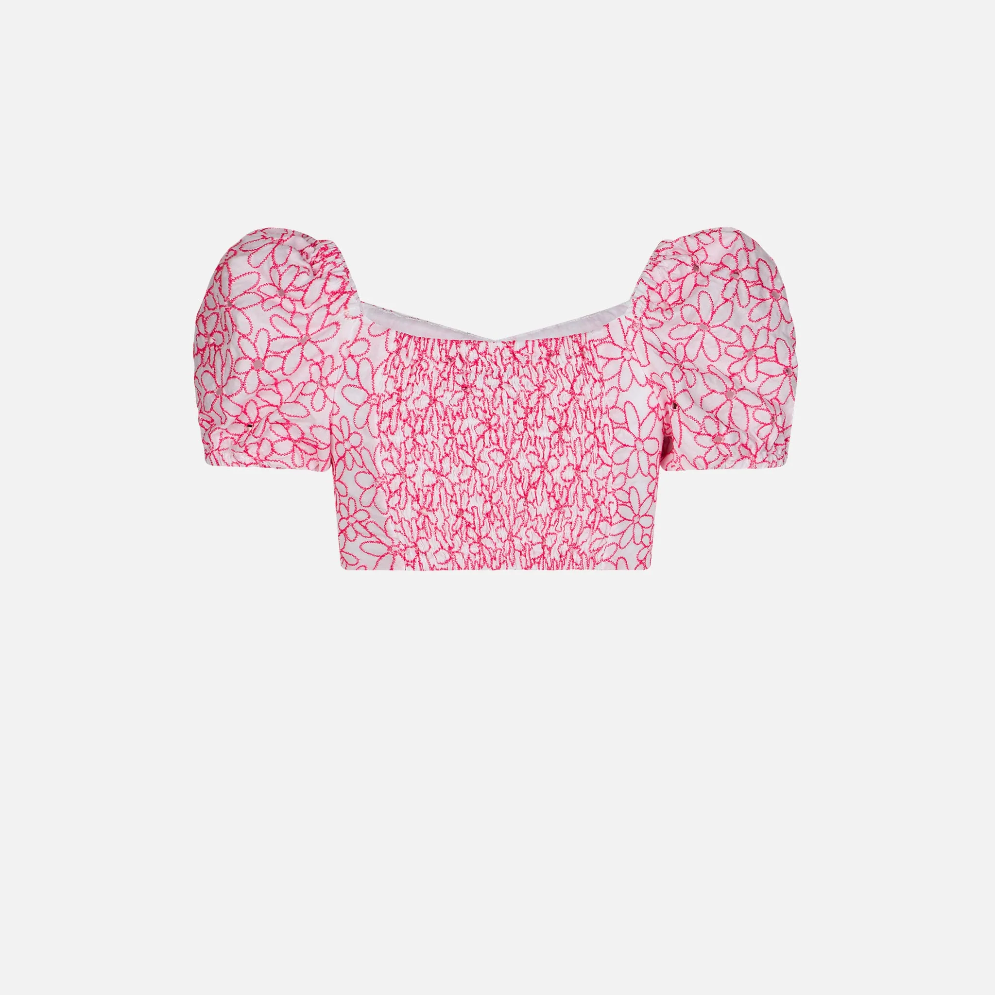 Mädchen-Crop-Top mit Gänseblümchenstickerei