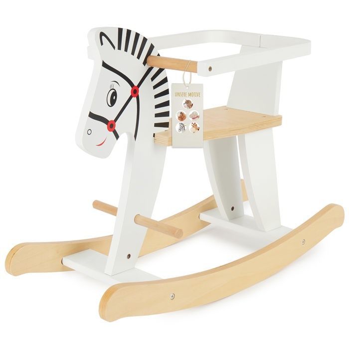 Toy - BIECO - Wooden Zebra Rocking Horse - Footrests - Safety Frame - 1 year and up