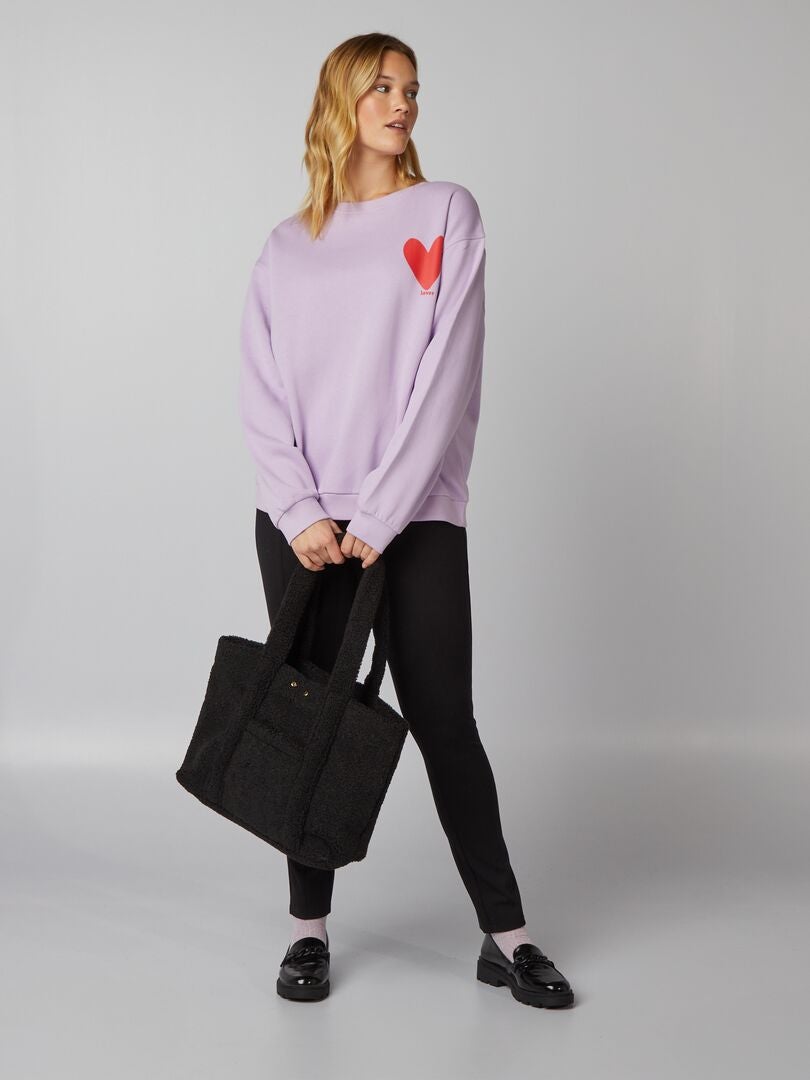 Bedrukte sweater - PAARS