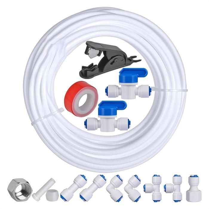 Kit de tubería de agua para refrigerador de 9,9 metros (32,8 pies), kit de tubería de agua de 6 mm (1/4 de pulgada) de diámetro exterior para sistema de filtro de agua