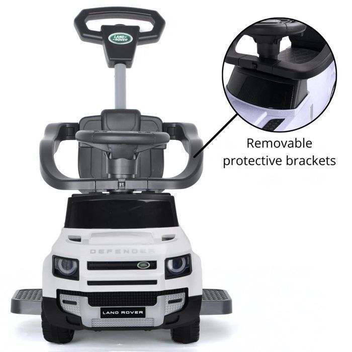 LAND ROVER Defender 2-in-1 Ride-On Toy for Children - White - 1 to 3 Years - Officially Licensed - Push Bar - Adjustable