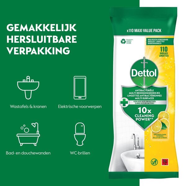 Dettol Power & Fresh Citrus марамице за вишеструко чишћење<br>110 комада