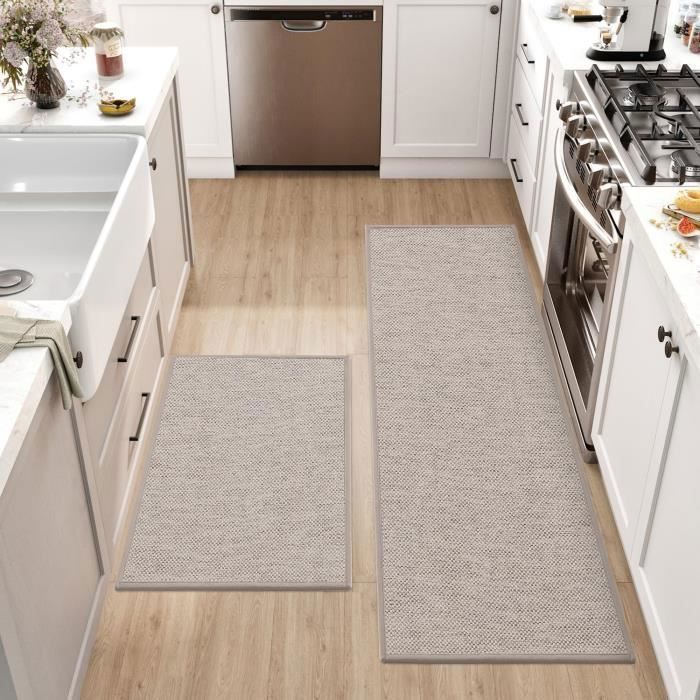 Tapis Cuisine Antidérapant 43.5 x 150 cm Tissé Tapis de Couloir Tapis de Cuisine Devant Evier Lavable Anti-saleté