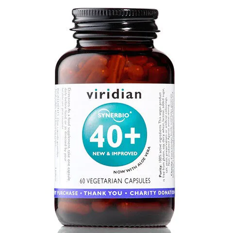 Viridian Flora Bakteryjna Synbiotyk 40+, Suplement diety zawierający żywe kultury bakterii, Kapsułki