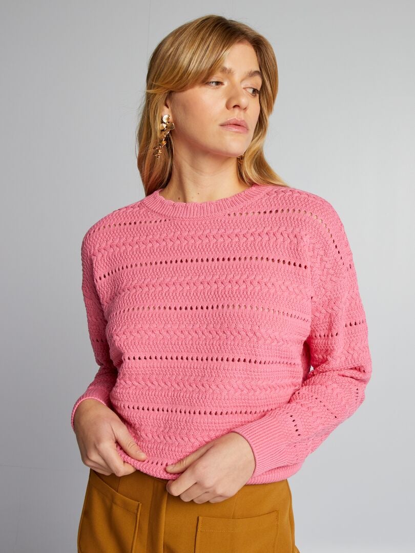 Trui met opengewerkte details - ROZE