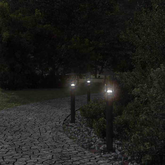 vidaXL Outdoor Floor Lamps 3 pcs Black 60 cm Stainless Steel, Outdoor Ground Lighting, Garden Ground Lighting, 4006354