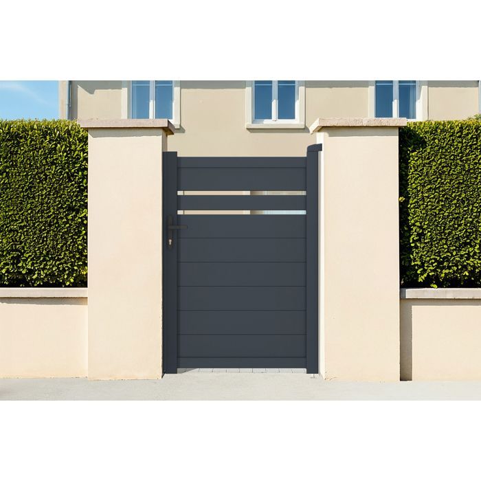 Puerta regulable en anchura - Casanoov - CIMONE - 1 m de altura (145 cm) - Gris antracita - Aluminio