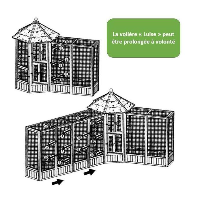 Jaula para pájaros de madera de alta calidad, 100 x 180 x 100 cm – Modelo 