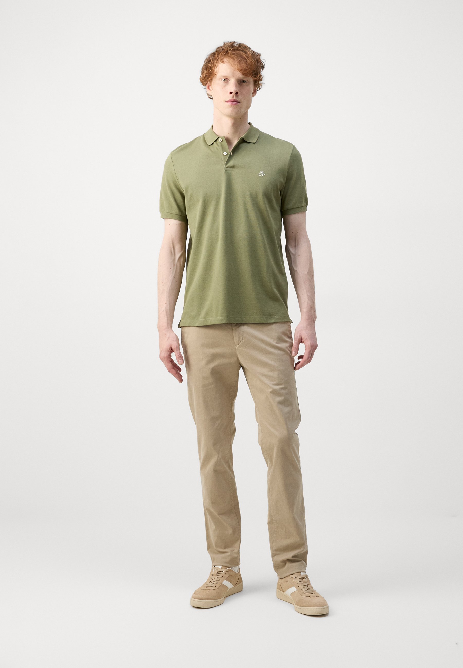 Camisa polo Marc O'Polo de manga curta com botões e fendas na barra - verde bistrô